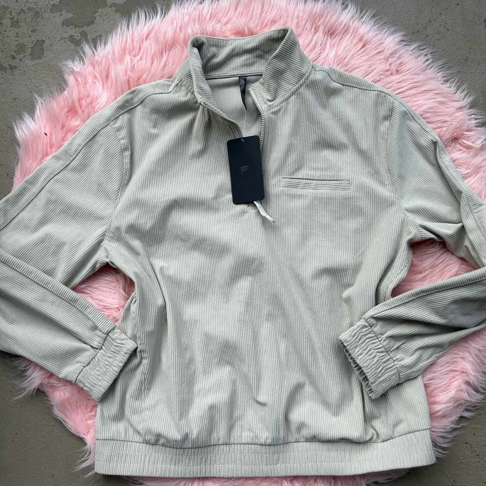 Fabletics Men's Light Beige Zip-Up Sweater
